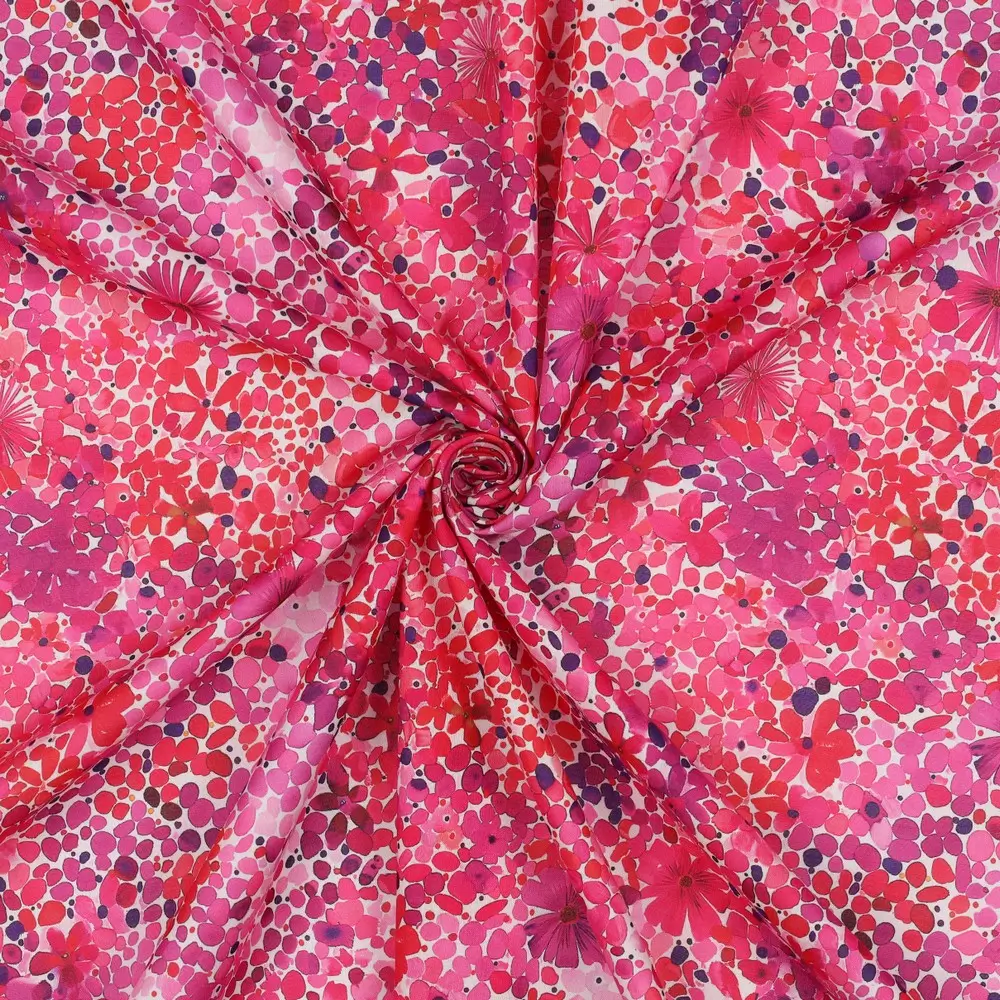 Katoen voile digitale bloemen