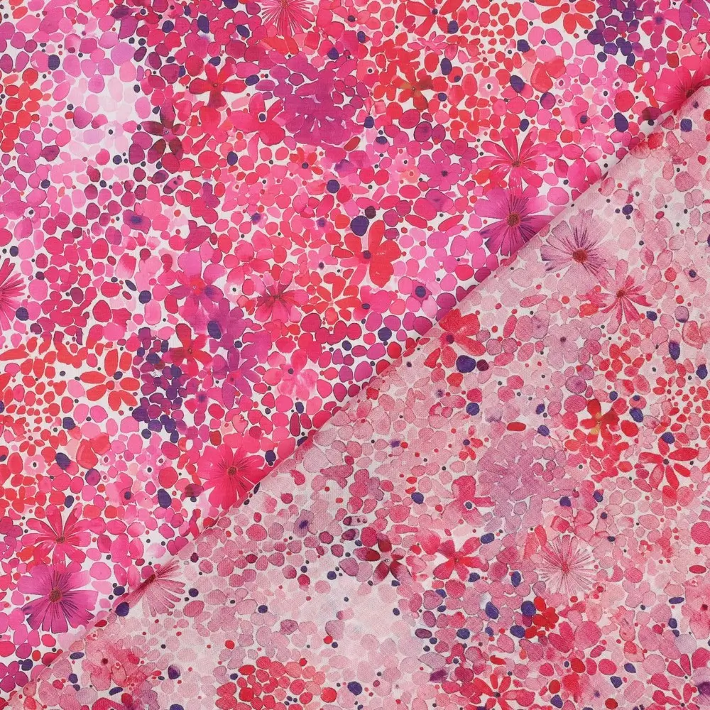 Katoen voile digitale bloemen