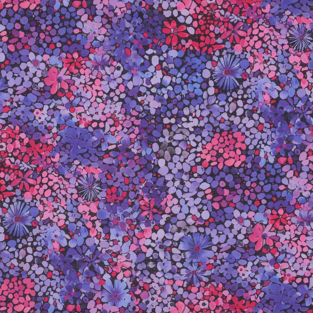 Katoen voile digitale bloemen