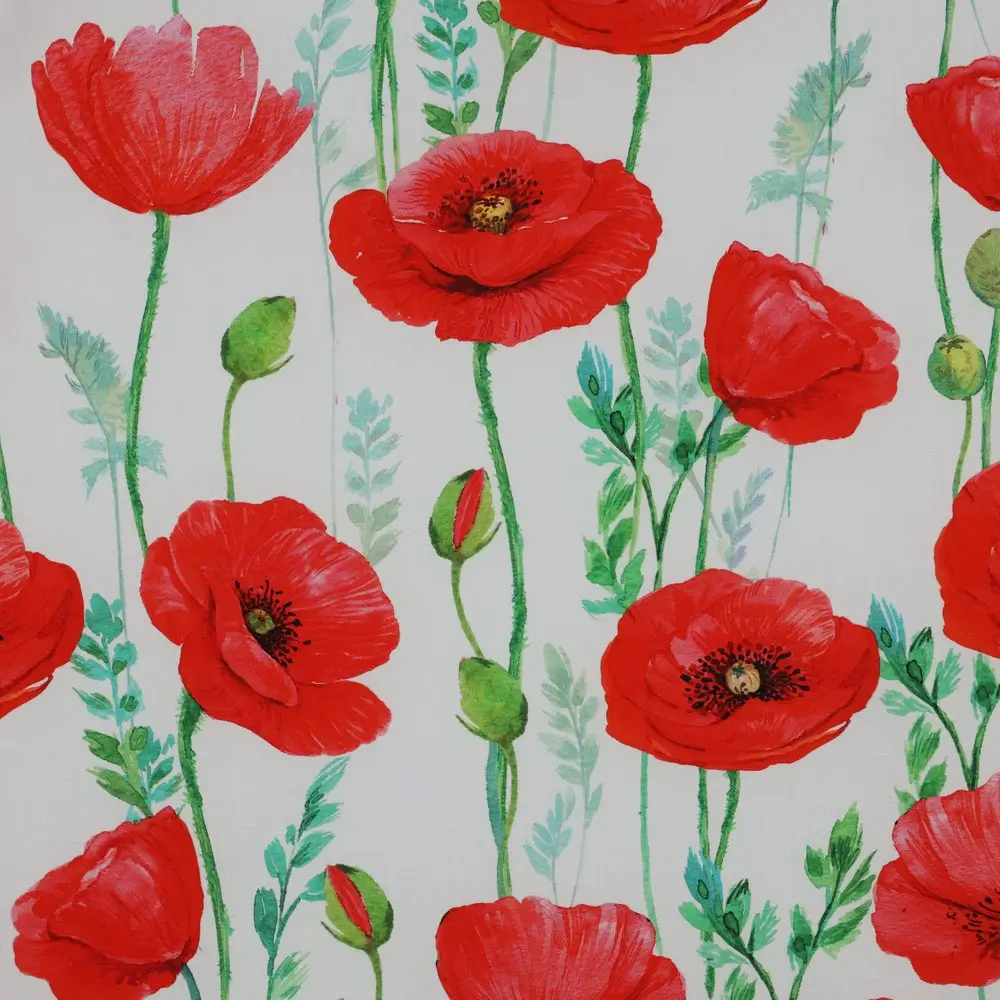 Fine Poplin Digital Poppy Flowers