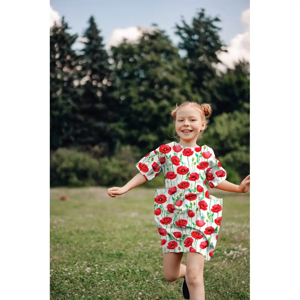 Fine Poplin Digital Poppy Flowers