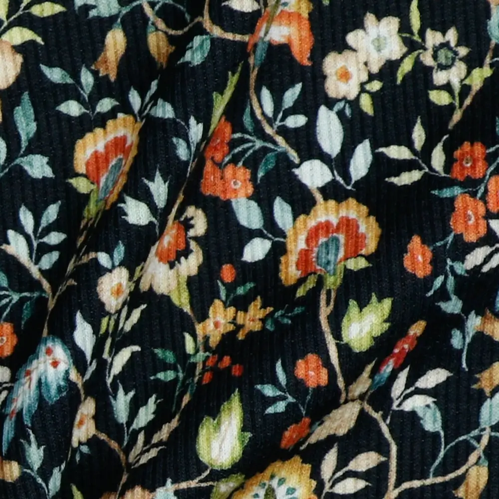Rib Jersey Digital Flowers