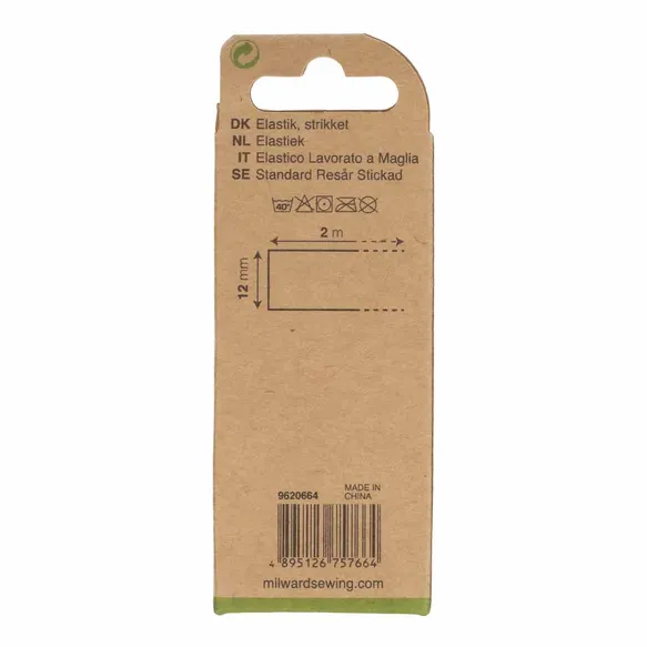 Milward Elastiek gebreid wit 12mm - 2m