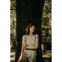 Jersey Rib Yarn Dyed Stripes olijfgroen