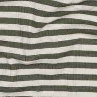 Jersey Rib Yarn Dyed Stripes olijfgroen