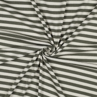 Jersey Rib Yarn Dyed Stripes olijfgroen
