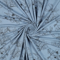 Bamboo Jersey Flowers blauw