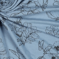Bamboo Jersey Flowers blauw