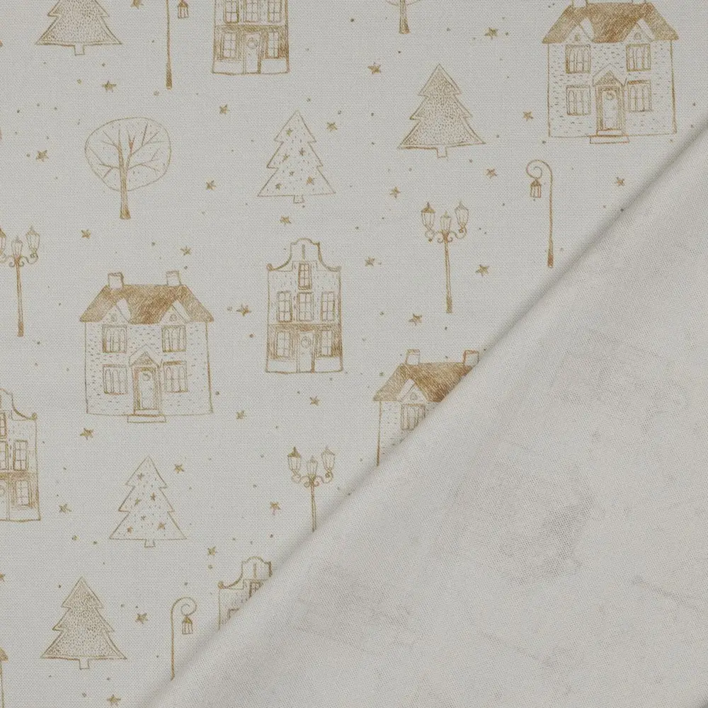 canvas kerst huisjes gebroken wit