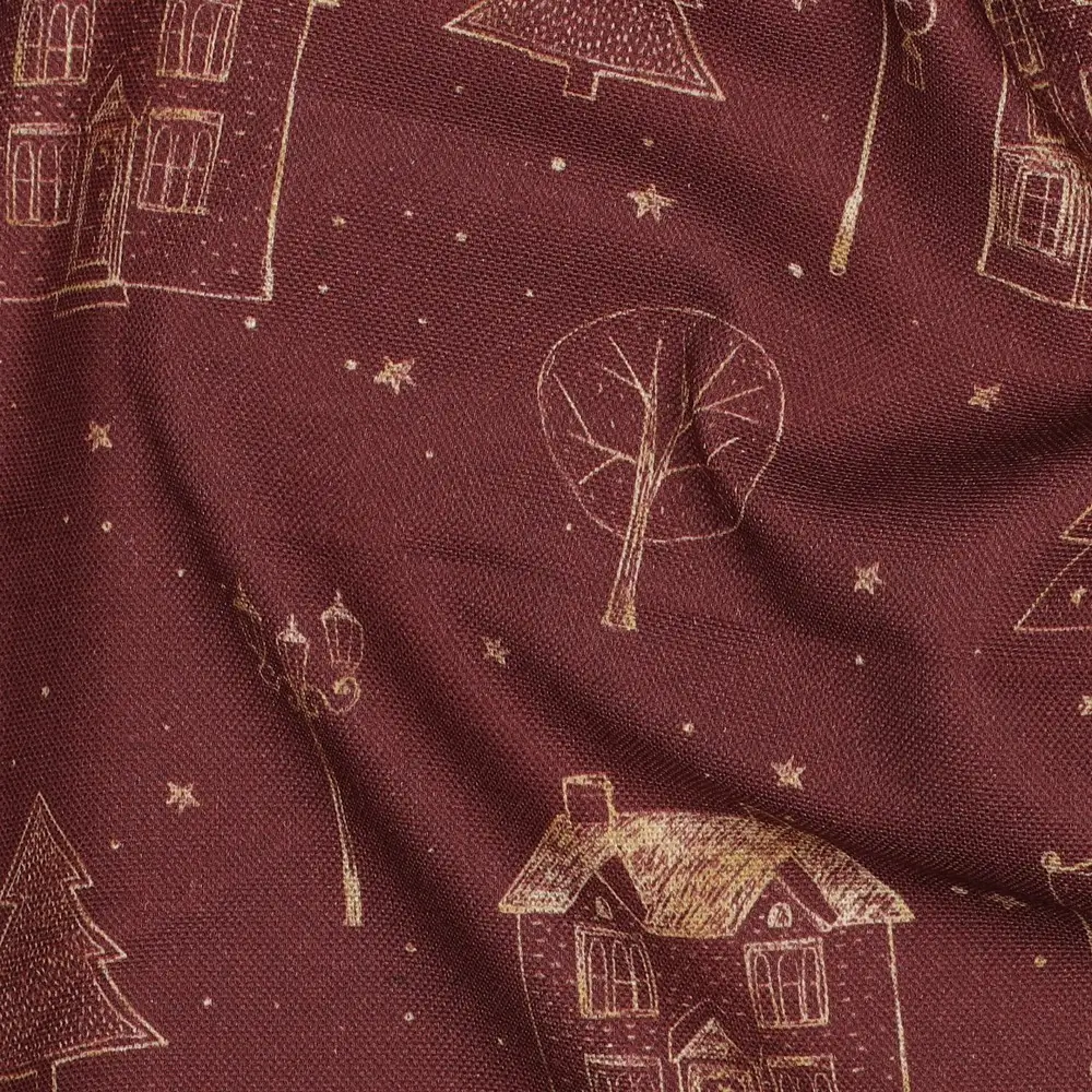 canvas kerst huisjes bordeaux