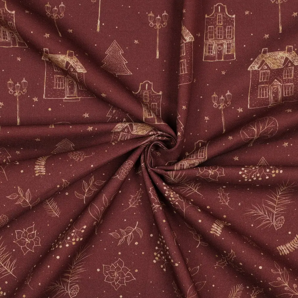 canvas kerst huisjes bordeaux