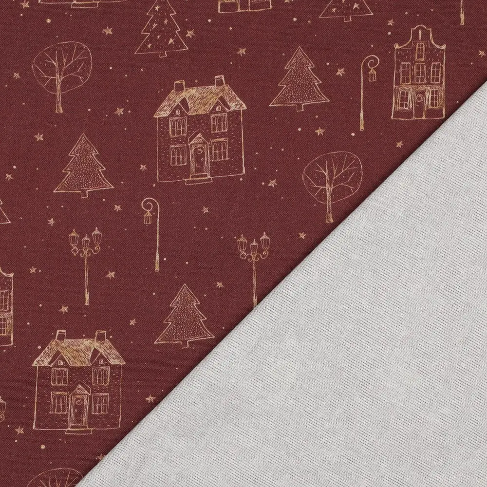canvas kerst huisjes bordeaux