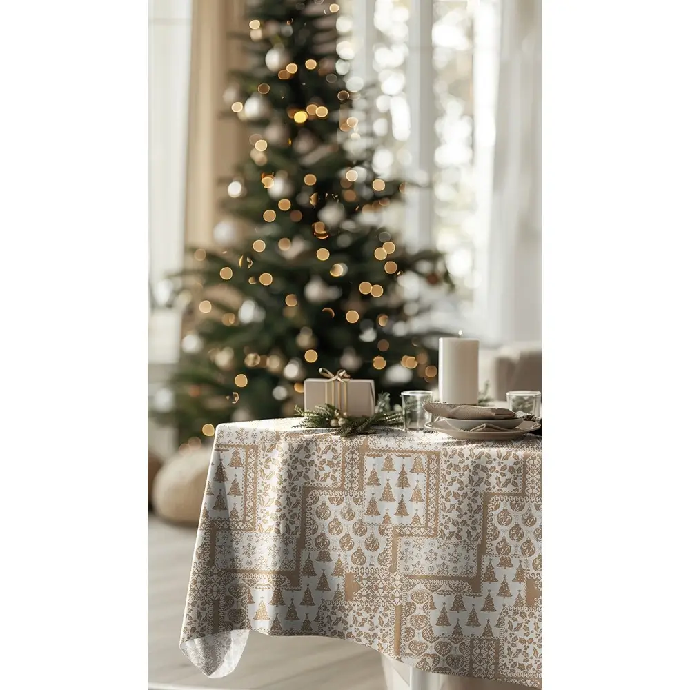 canvas kerst patchwork zandkleirig