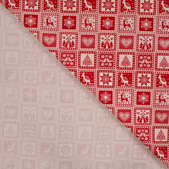 cretonne kerstprint rood