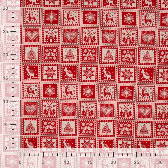 cretonne kerstprint rood