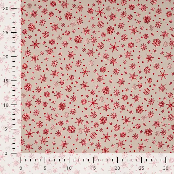 cretonne kerstprint rood ster