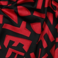 Cotton Satin geometric Donkerrood