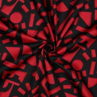 Cotton Satin geometric Donkerrood