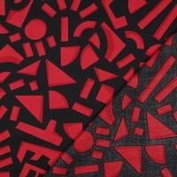 Cotton Satin geometric Donkerrood