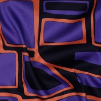 Cotton Satin geometric Navy Paars