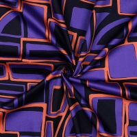 Cotton Satin geometric Navy Paars