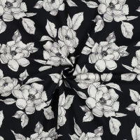 canvas digital flowers zwart