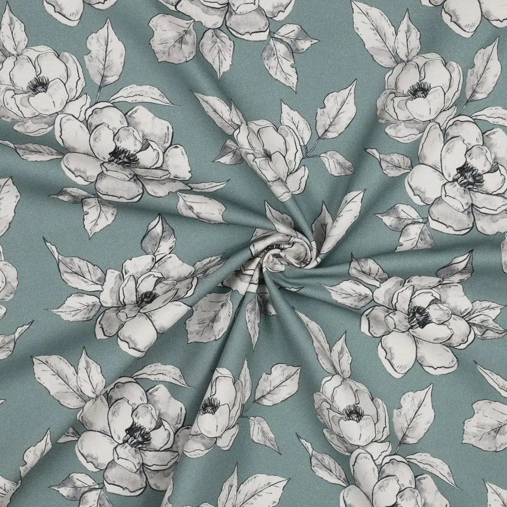 canvas digital flowers Dark Mint