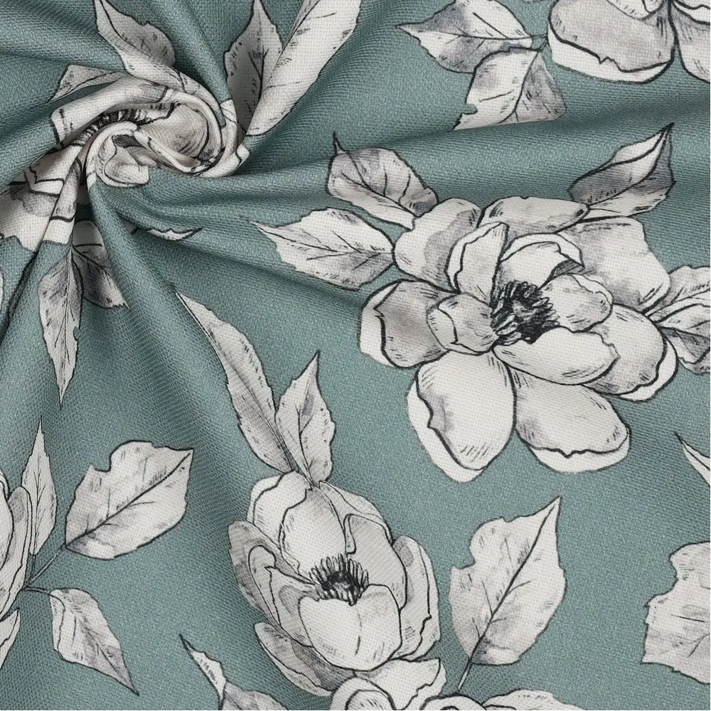 canvas digital flowers Dark Mint