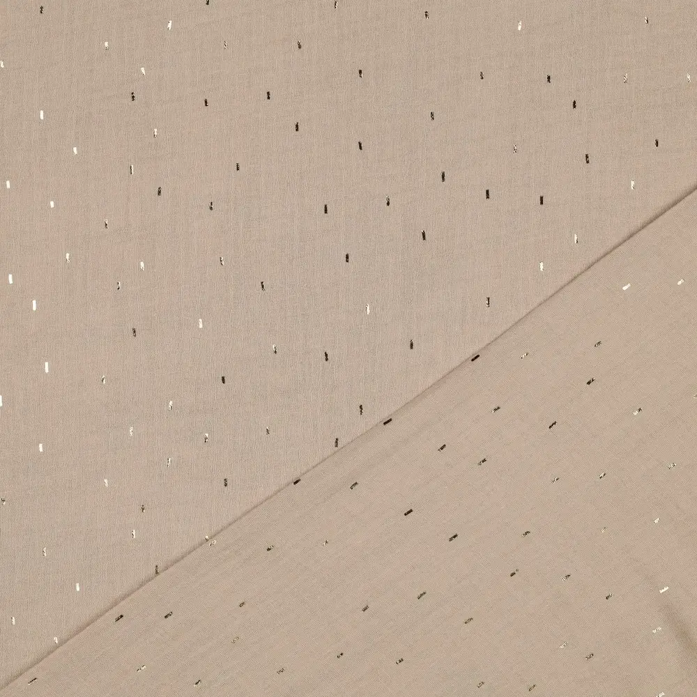 Double Gauze Folie Strepen beige/goud