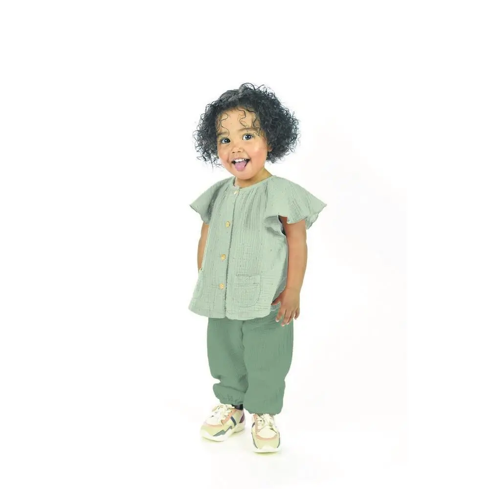 Double Gauze Folie Strepen beige/goud