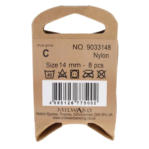 Milward Knoop glanzend grijs 2-gaats 14mm - 1x8st