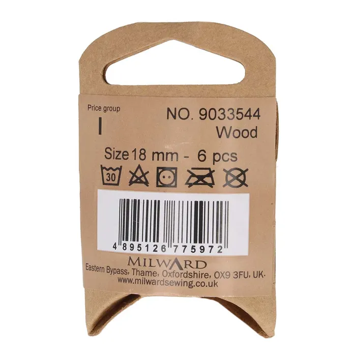 Milward Knoop 2-gaats hout hart 18mm - 1x6 st