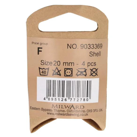 Milward Knoop 2-gaats schelp 20mm paars - 1x4st