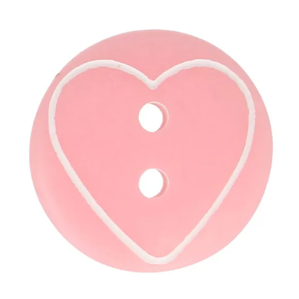 Milward Knoop 2-gaats hart 15mm roze  - 1x9st