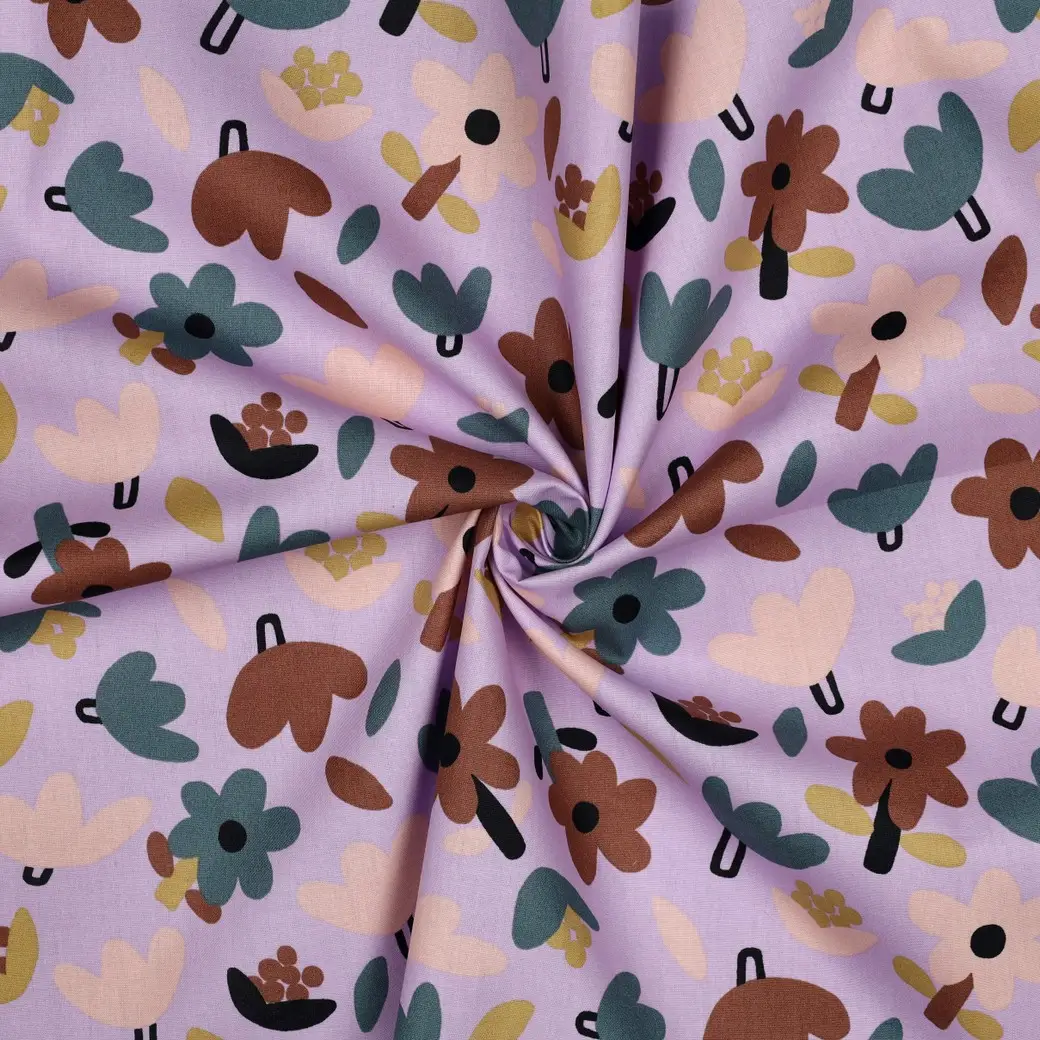 Poplin Gots Flowers Lavender Jennifer Bourbon