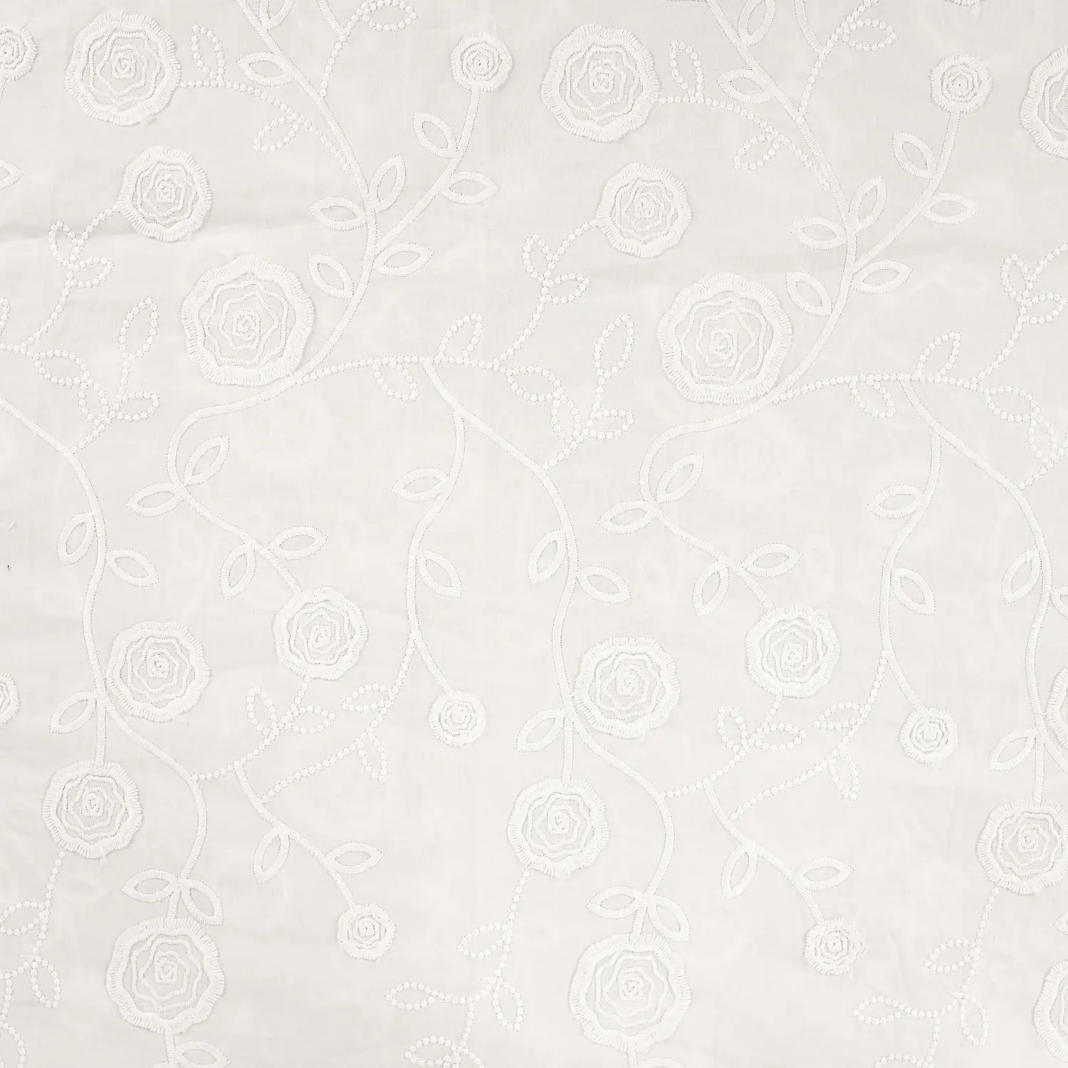 Cotton Embroidery Flowers White