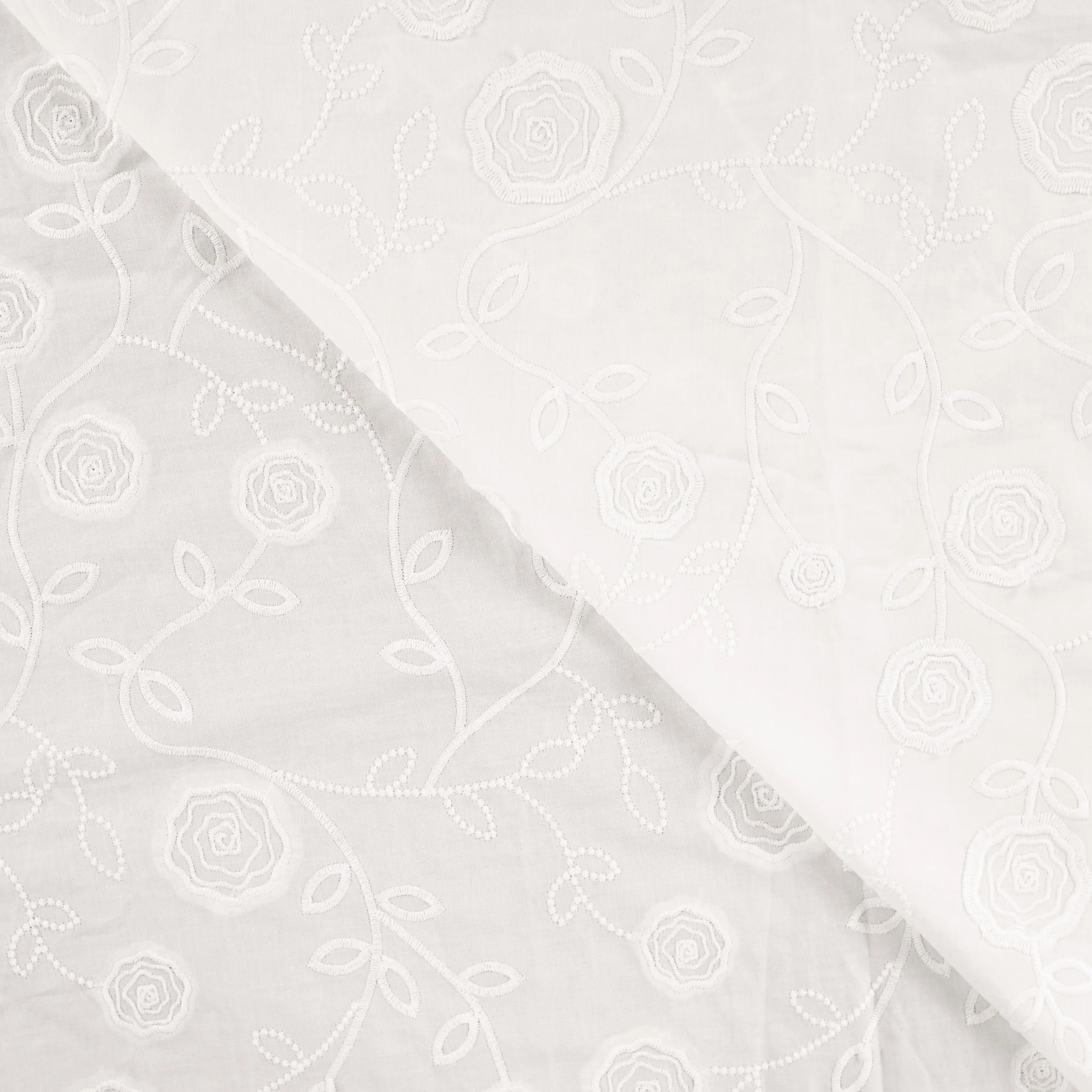 Cotton Embroidery Flowers White