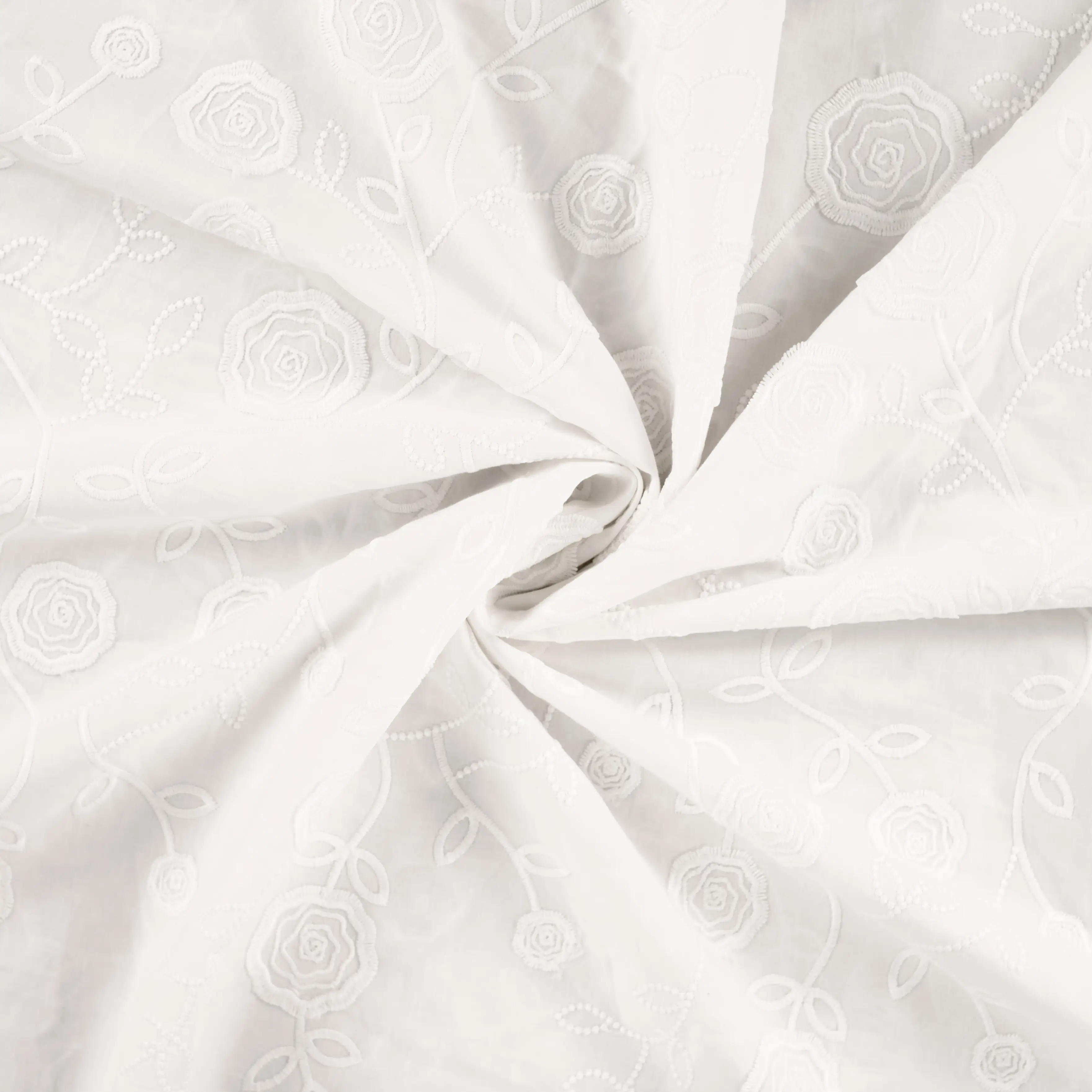 Cotton Embroidery Flowers White