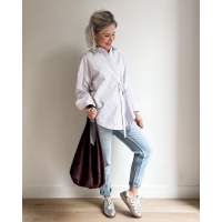 Poplin Stone washed stripe lila