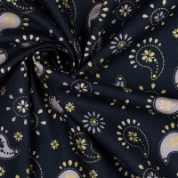 Fine Poplin Glitter Paisley Navy