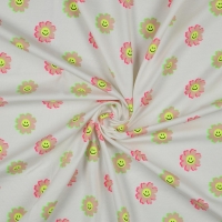 Jersey Neon Happy Flowers White