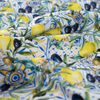 Canvas Lemons and Olives Blue