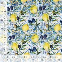 Canvas Lemons and Olives Blue