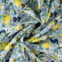 Canvas Lemons and Olives Blue