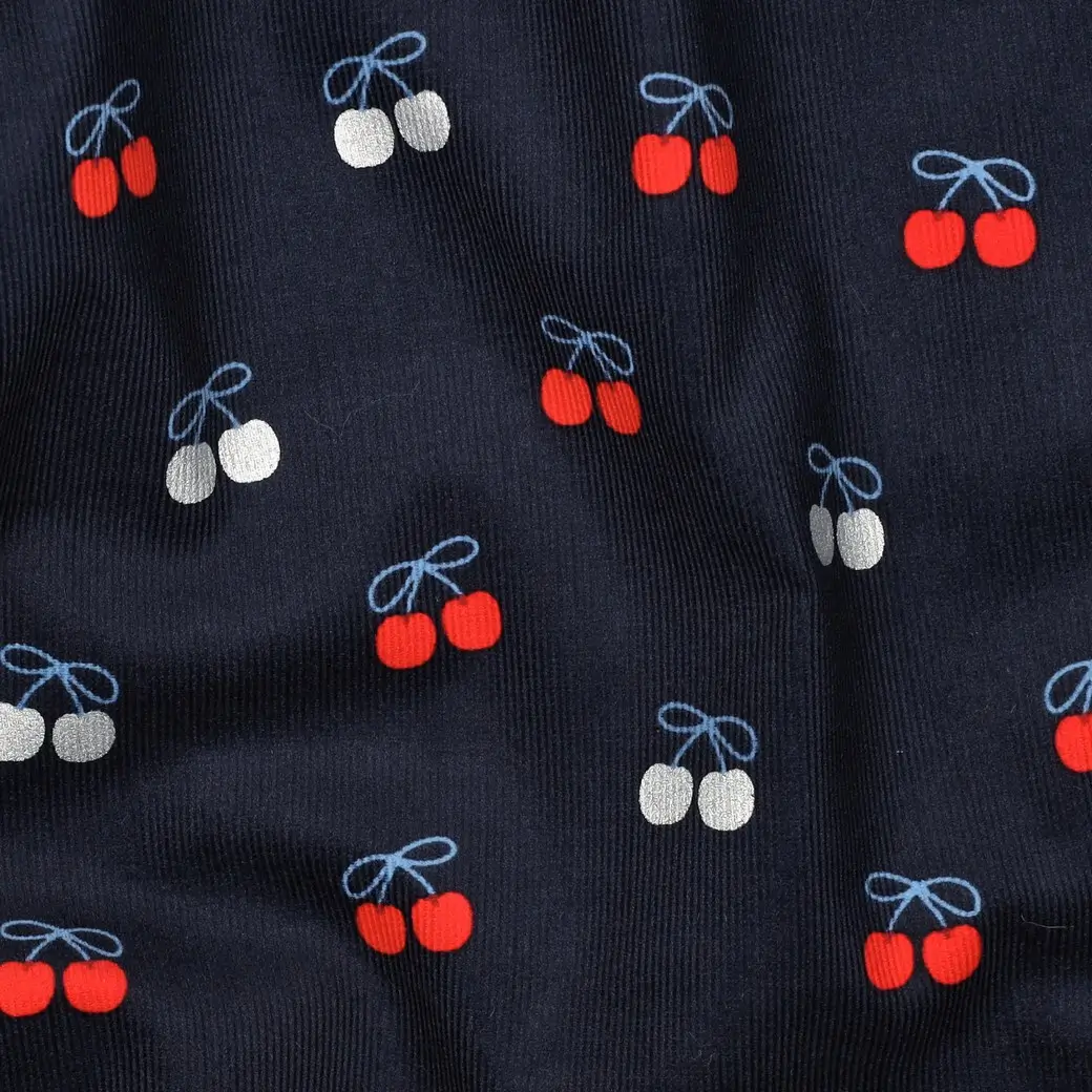 Corduroy Babyrib Folie Kersen - Navy